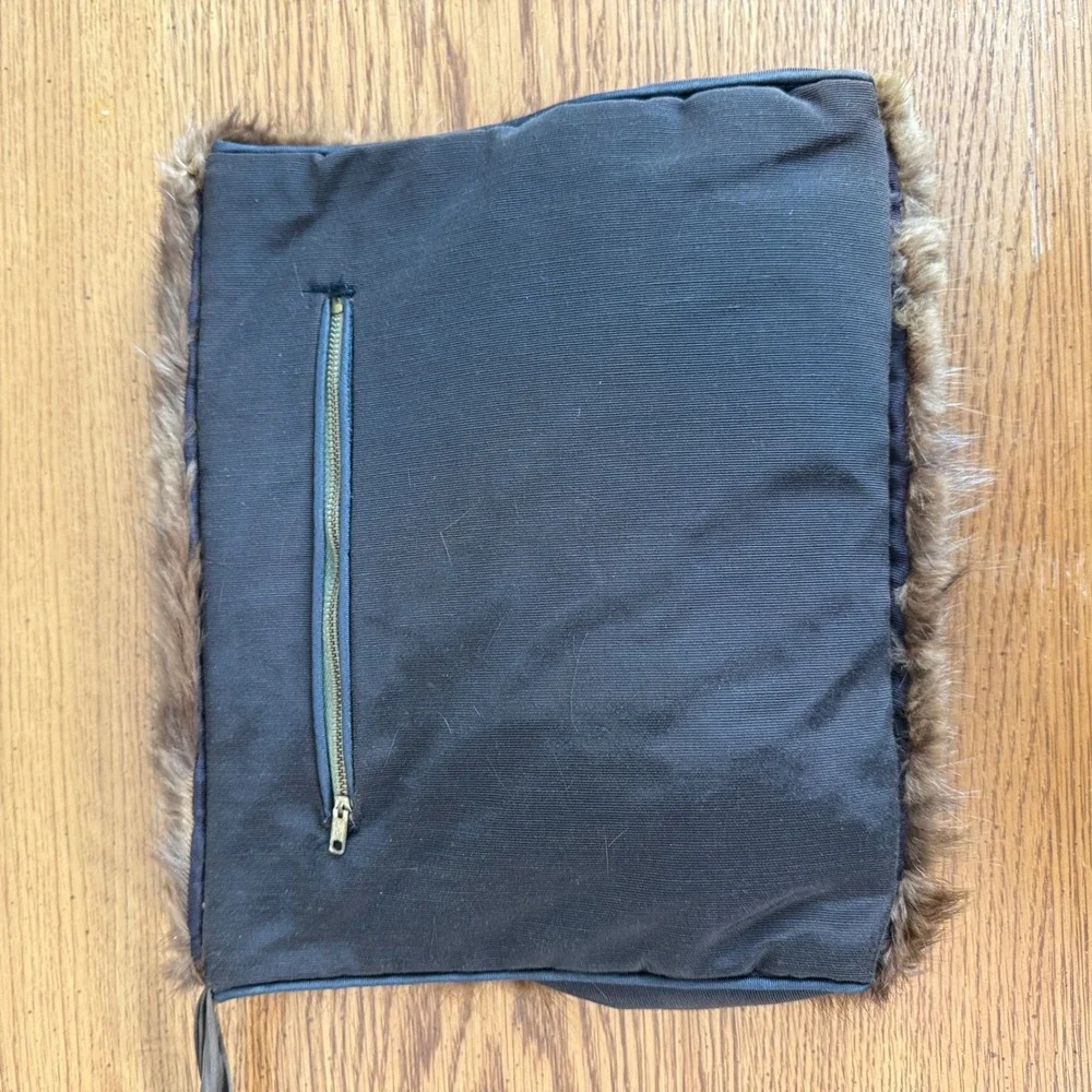 Vintage Genuine Brown Mink Fur Trimmed Clutch Hand Warmer‎ MCM 1950s